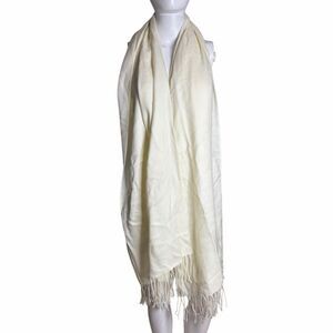 Elegant Cream Scarf with Fringe